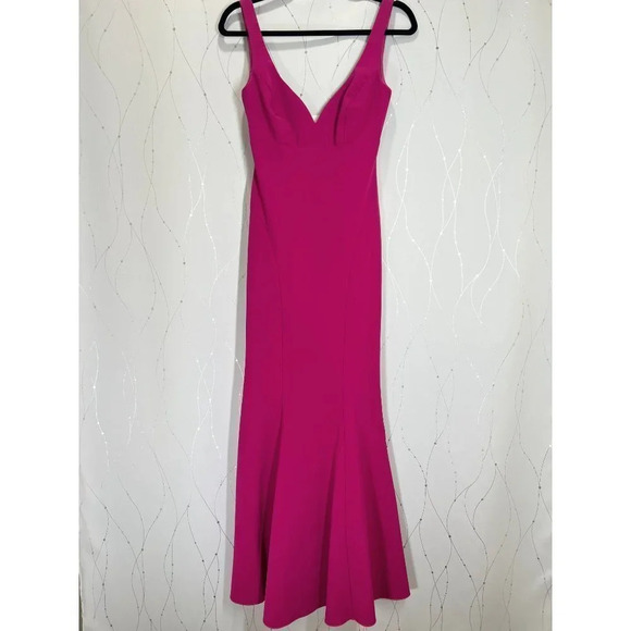 Nicole Miller Full Heart Dark Pink Formal Gown $420 - Picture 8 of 11